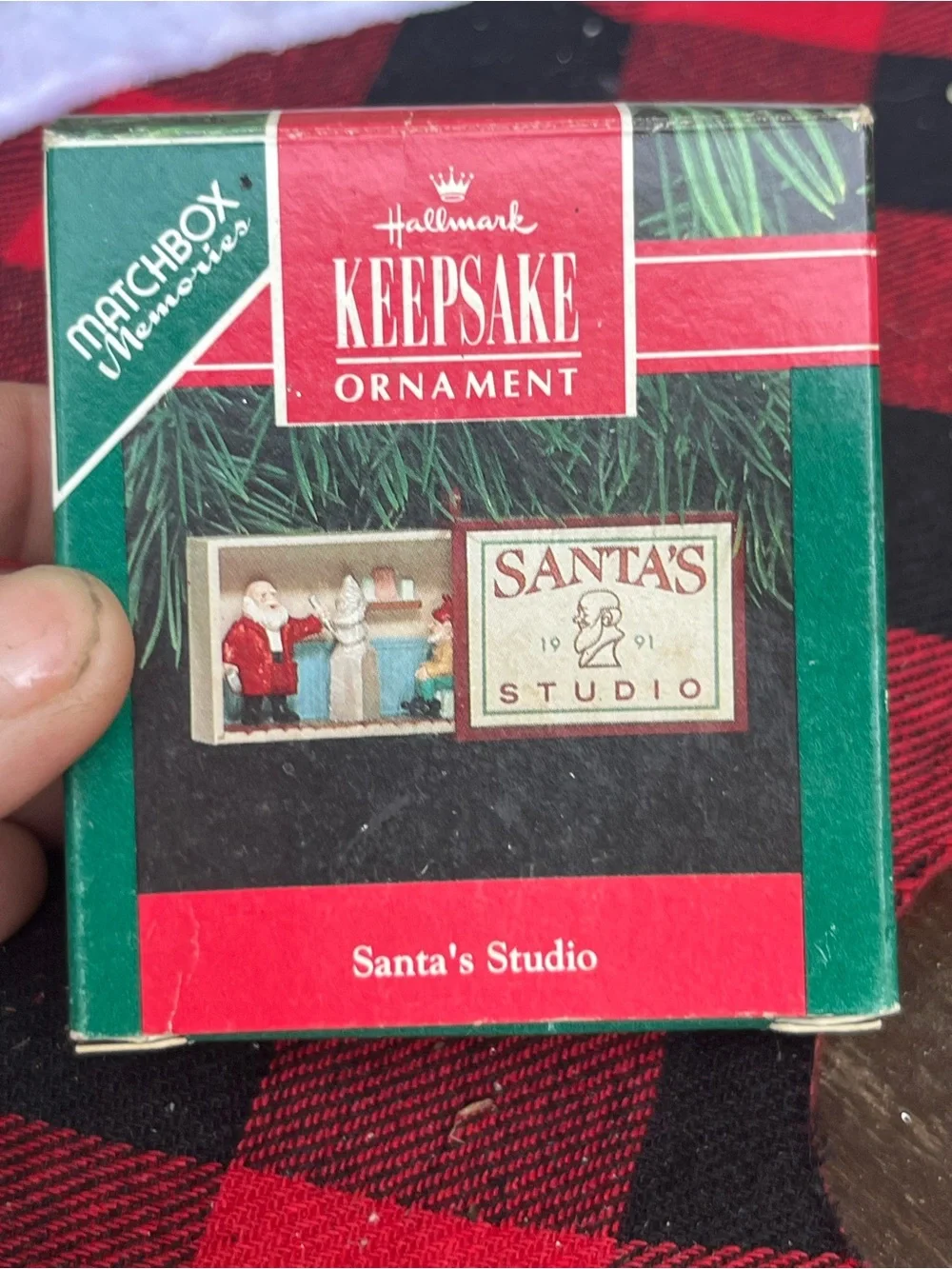 1991 Hallmark Keepsake Ornament titled Santa’s Studio from Matchbox Collection